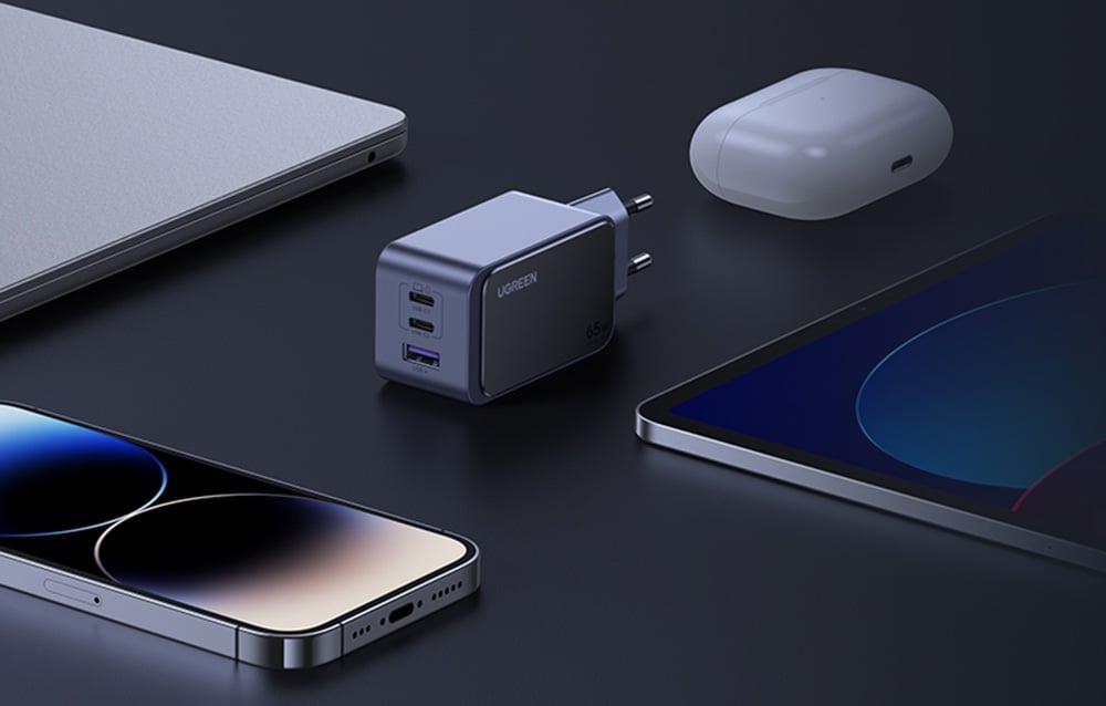 Incarcator retea Ugreen Nexode Air, 65W, 2x USB-C, 1x USB-A, Fast Charging, Gri 1 Lerato.ro