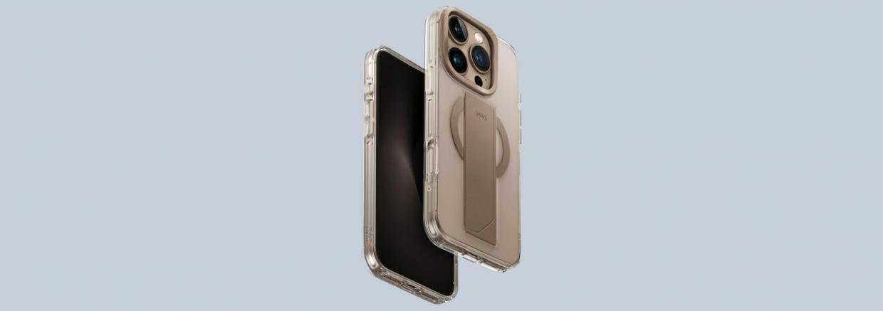 Carcasa Uniq Heldro Max, cu Suport si MagSafe, compatibila cu iPhone 16 Pro Max, Gold 1 Lerato.ro