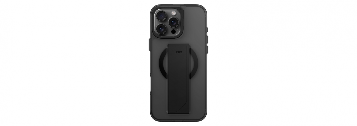 Carcasa Uniq Heldro Max, cu Suport si MagSafe, compatibila cu iPhone 16 Pro, Negru 1 Lerato.ro