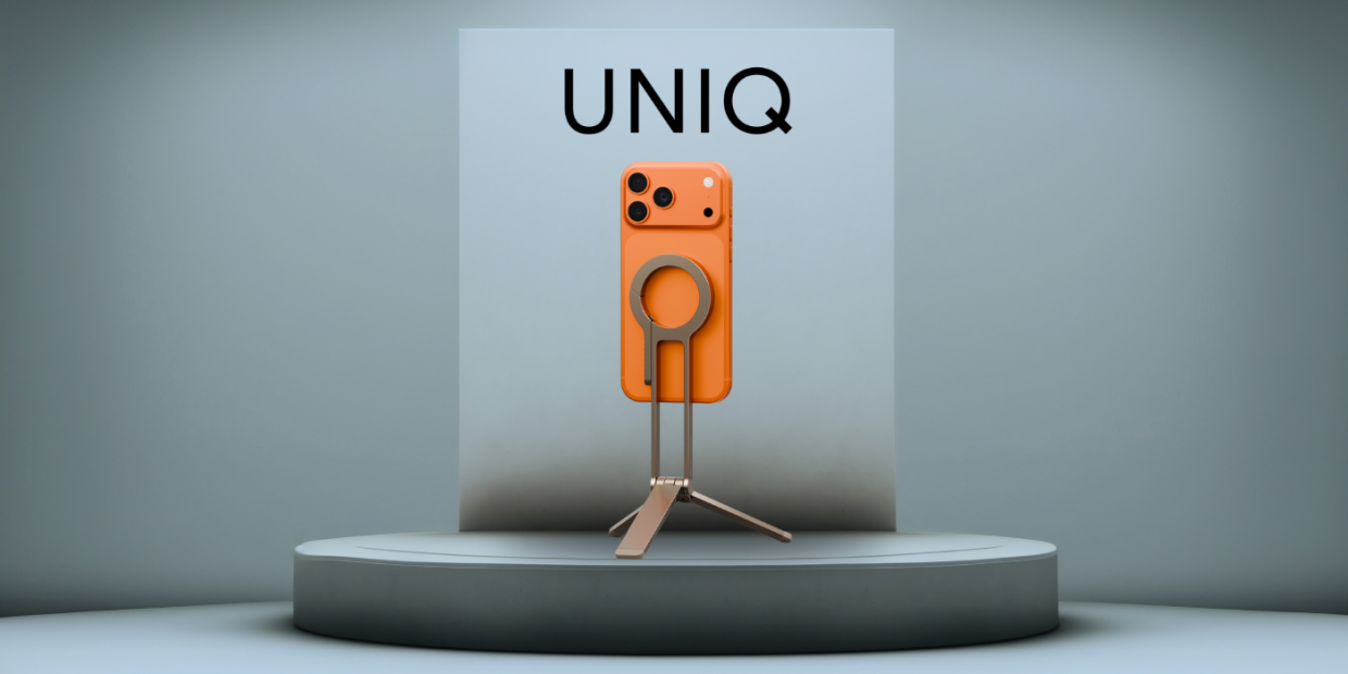 Stand birou UNIQ Arcus TriPod, Pliabil, Compatibil MagSafe, Champagne 1 Lerato.ro