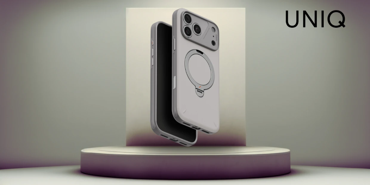Husa UNIQ Elix Rotating Kickstan cu MagSafe compatibila cu iPhone 18 Pro Max / 17 Pro Max, Gri 1 Lerato.ro