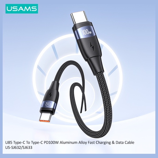 Cablu pentru incarcare si transfer de date USAMS SJ633USB01, 2x USB-C, 100W, 480Mbps, 2m, Negru 1 Lerato.ro
