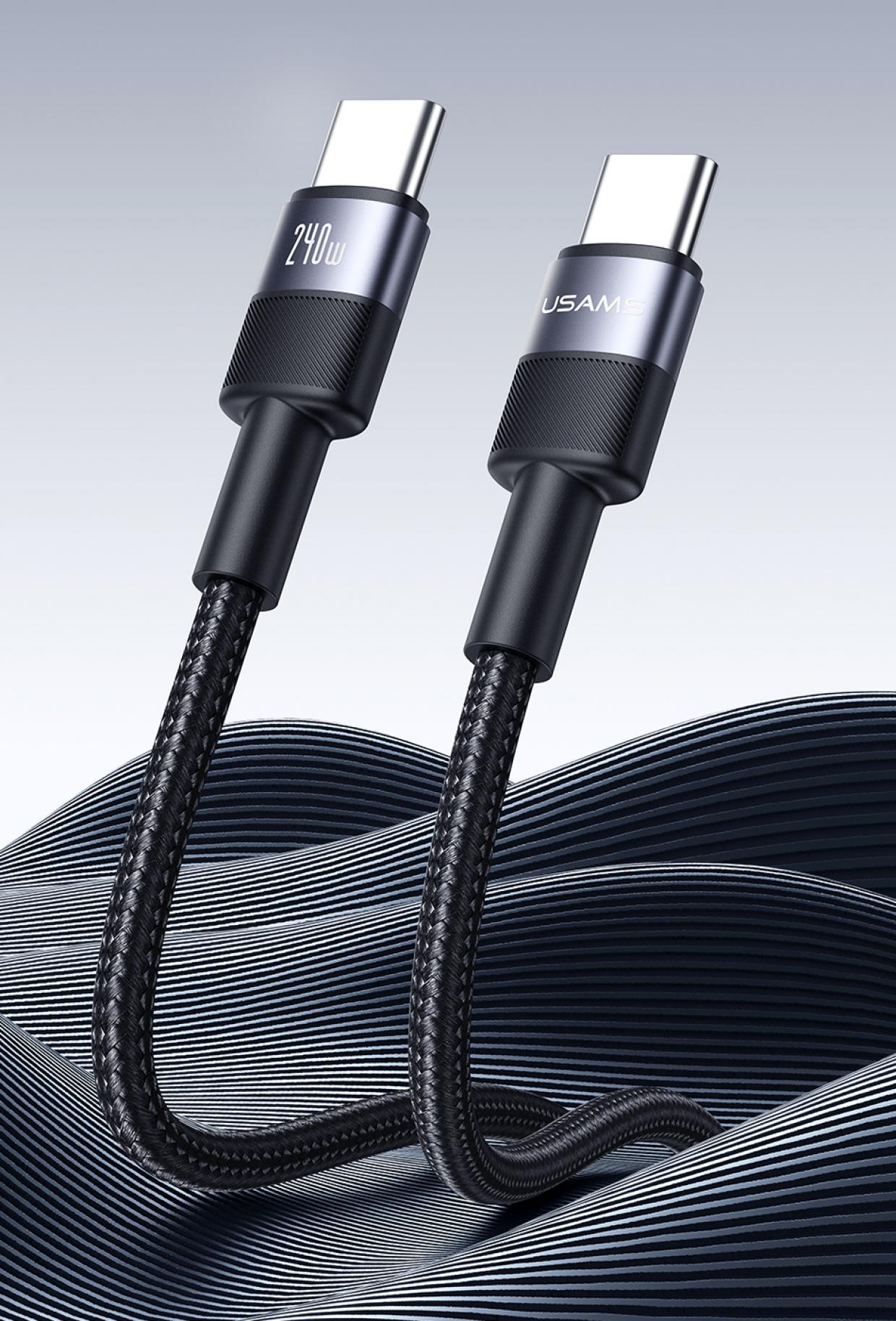 Cablu pentru incarcare si transfer de date USAMS SJ-727, USB-C la USB-C, 240W, 480 Mbps, 1.2m, Negru 1 Lerato.ro