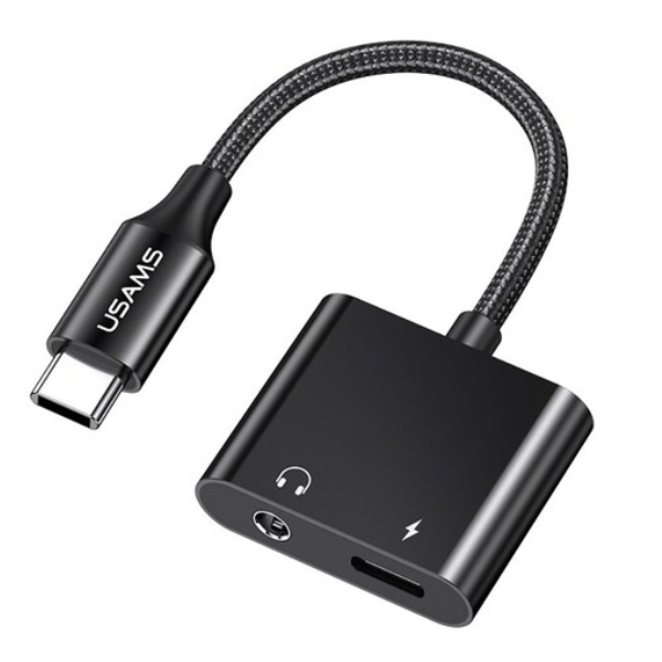 Adaptor USB-C la USB-C mama / Jack 3.5mm  mama USAMS US-SJ598 AU15, Negru 1 Lerato.ro