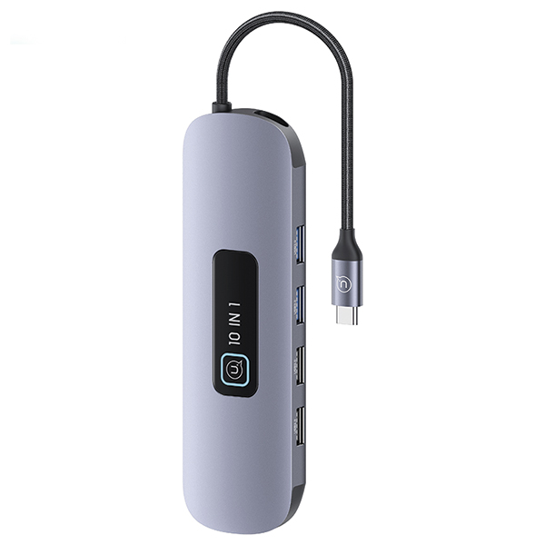 Hub multifunctional 10in1 USAMS US-SJ644 USB-C la 1x USB-C / 3xUSB 3.0 / 1xUSB 2.0 / 1x TF / 1x SD / 1x HDMI / 1x LAN / 1x VGA, 5 Gb/s, 100W, 1080p, 60Hz, Gri 1 Lerato.ro