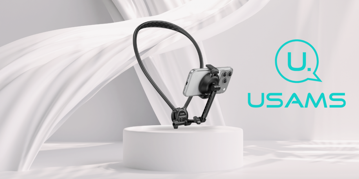 Suport pentru gat USAMS JoyGo JOY02 pentru telefoane, Prindere magnetica, Reglabil, Negru 1 Lerato.ro