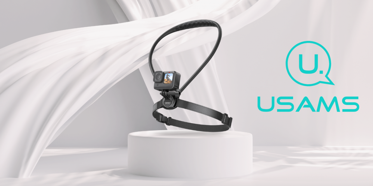 Suport pentru gat USAMS JoyGo Joy01 compatibil cu camere video sport, Reglabil, Negru 1 Lerato.ro