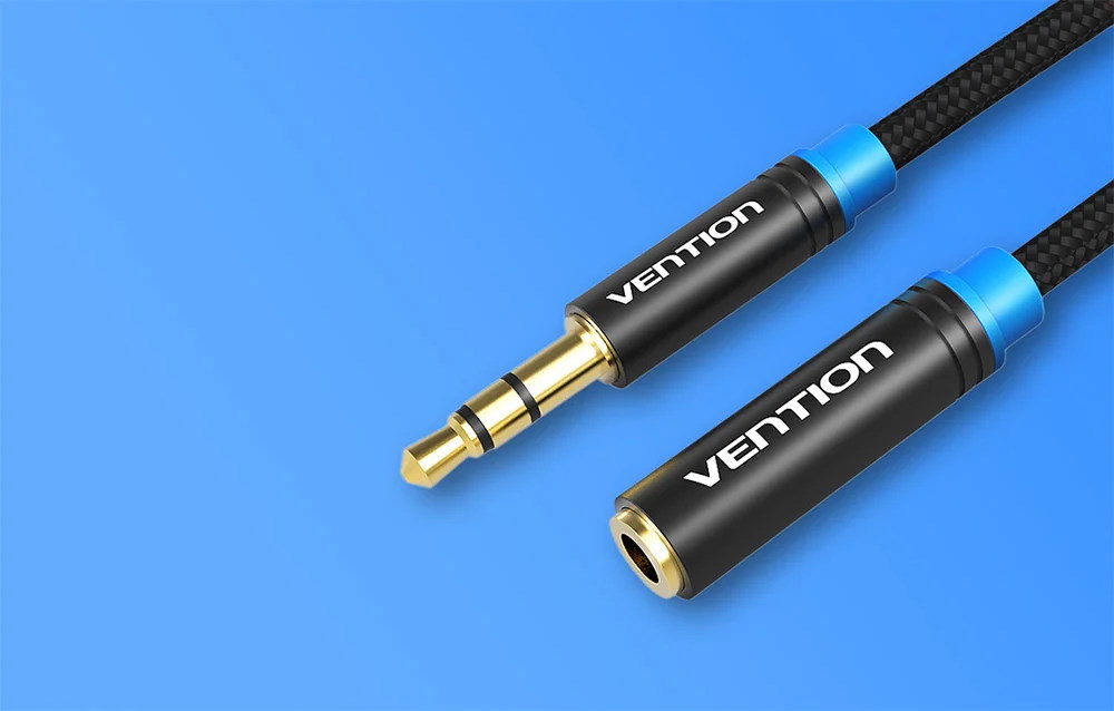 Cablu audio prelungitor Vention VAB-B06-B200-M, Jack 3.5 tata la Jack 3.5 mama, 2m, Negru 1 Lerato.ro