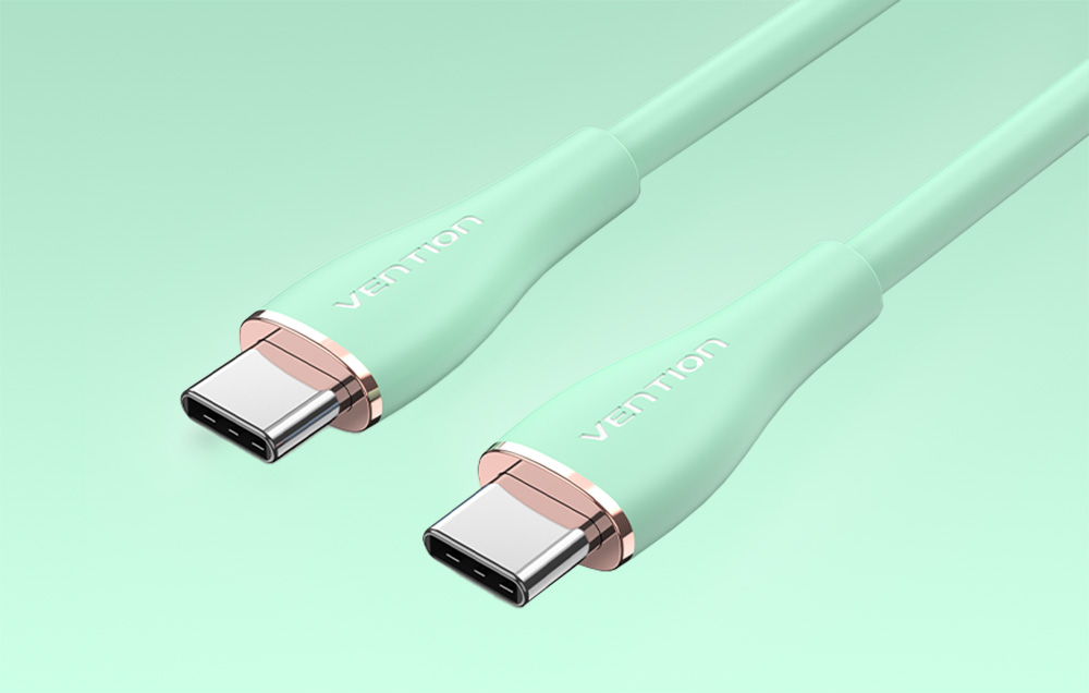 Cablu pentru incarcare si transfer de date Vention TAWGG, 2x USB-C, PD 100W, 5A, 1.5m, Verde 1 Lerato.ro