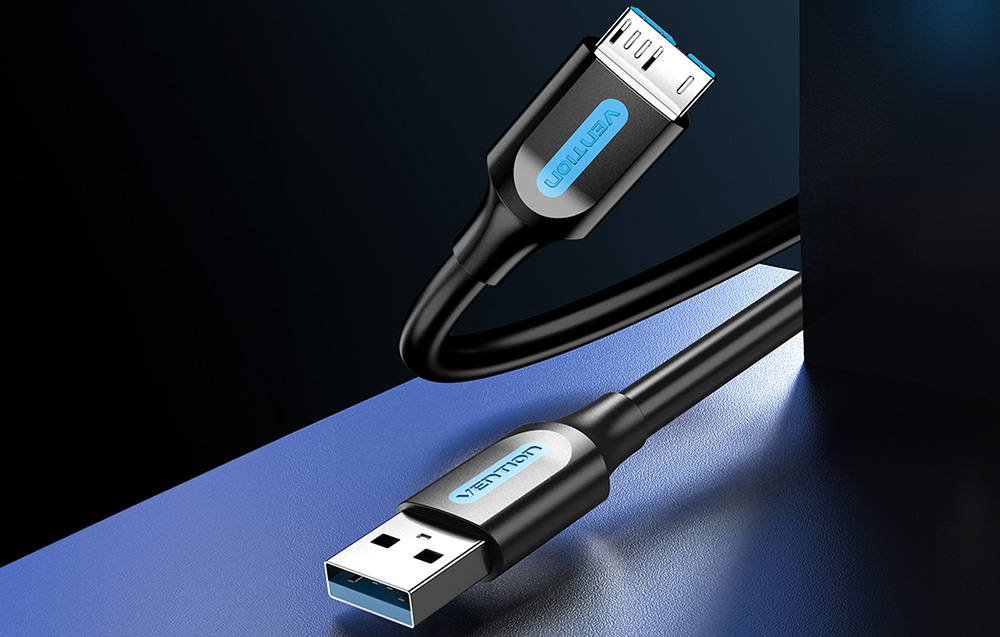 Cablu pentru incarcare si transfer de date Vention COPBF, USB/Micro-USB B, 2A, 5 Gbps, 1m, Negru 1 Lerato.ro