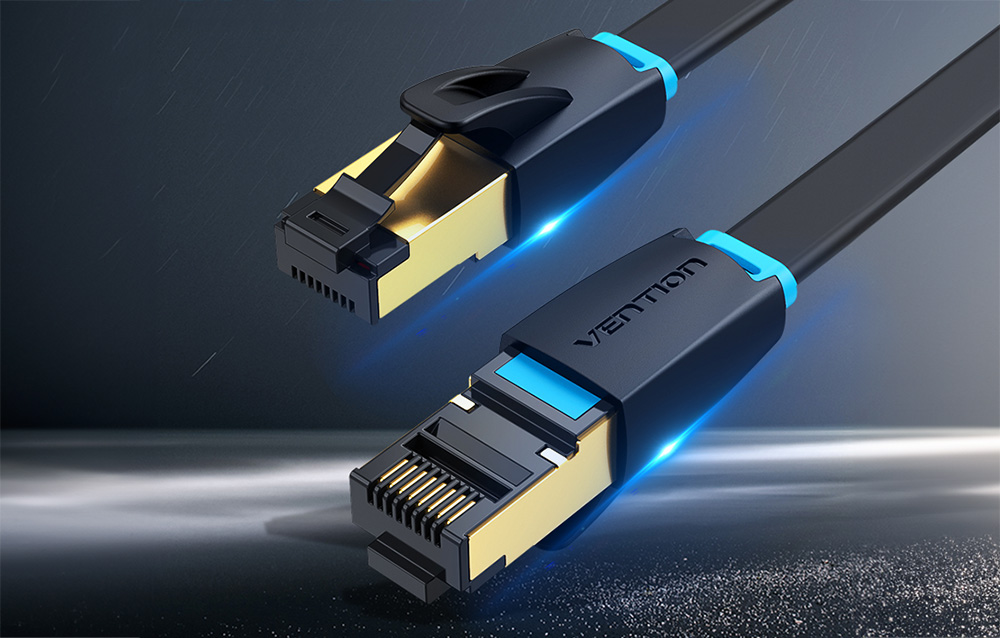 Cablu retea plat Vention IKCBG Ethernet, Cat. 8, mufat 2xRJ45, U/FTP, lungime 1.5m, 40Gbps, Negru 1 Lerato.ro