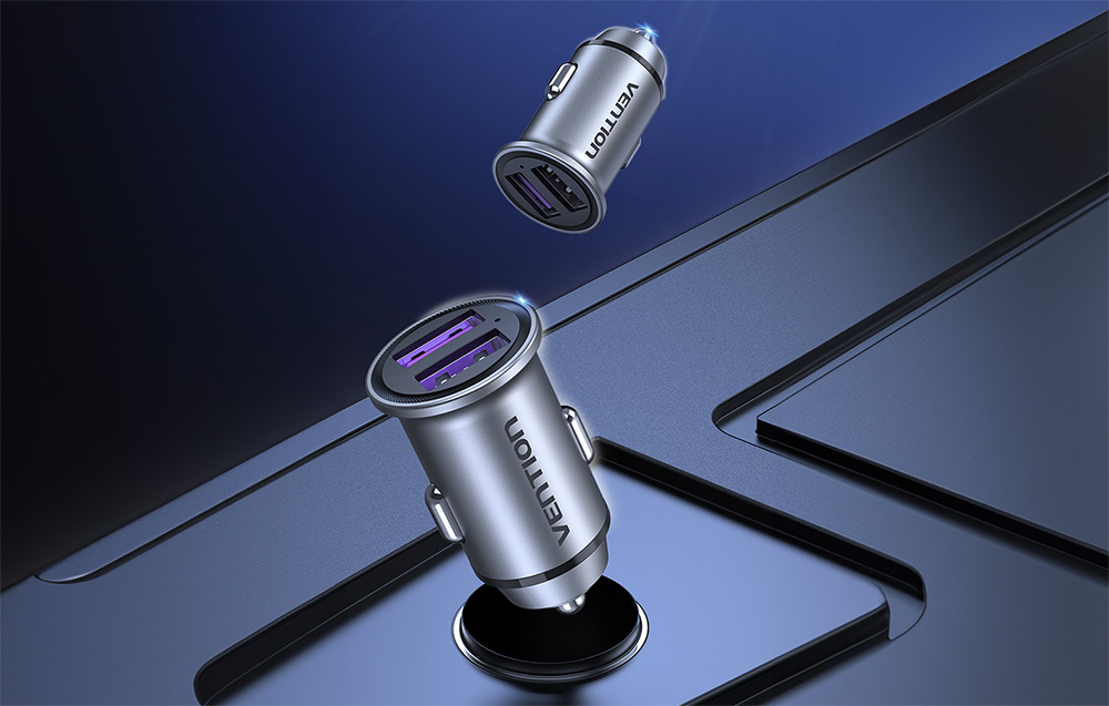 Incarcator auto Vention FFEH0, 2x USB, 30W, Quick Charge 3.0, Gri 1 Lerato.ro