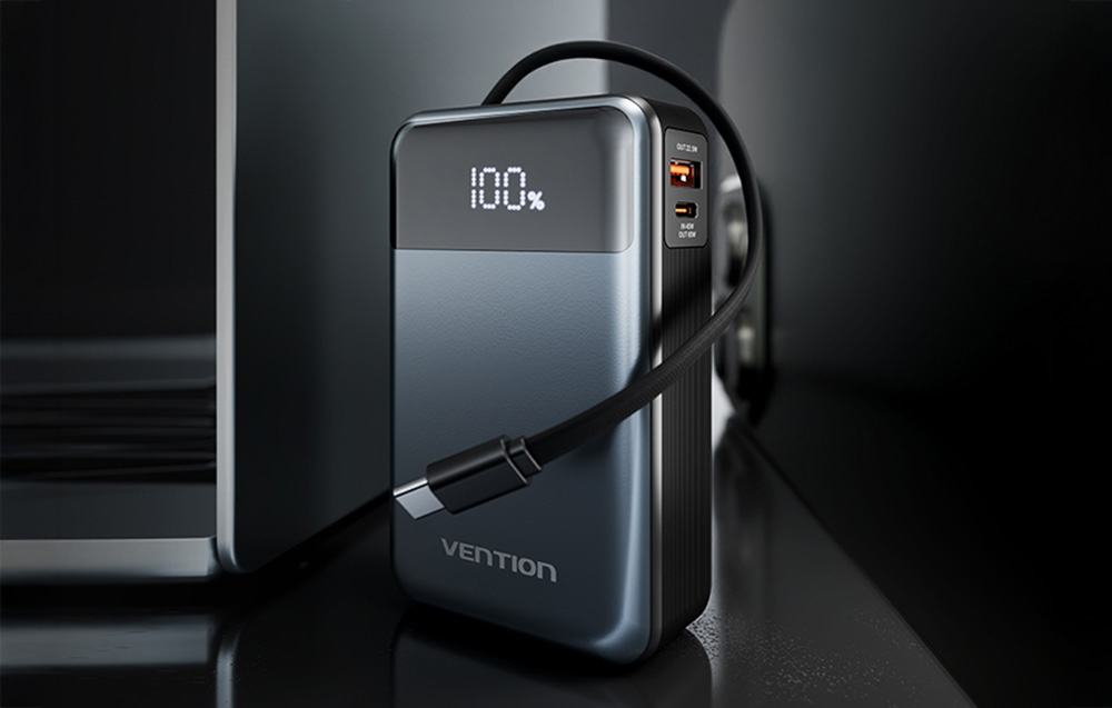 Baterie externa portabila Vention FHYB0, 20000mAh, 65W, USB/USB-C, Negru 1 Lerato.ro