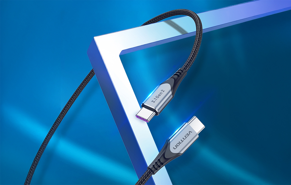 Cablu pentru incarcare si transfer date Vention TAHHD, USB-C/USB-C, 100W, 5A, USB 3.1 Gen2, 4K, 0.5m, Gri 1 Lerato.ro