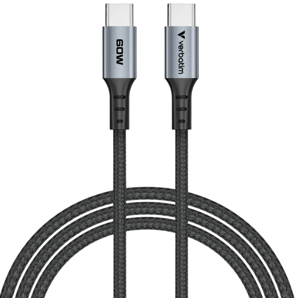 Cablu pentru incarcare si transfer de date Verbatim Sync and Charge, 2x USB-C, 60W, 1.2m, Negru 1 Lerato.ro
