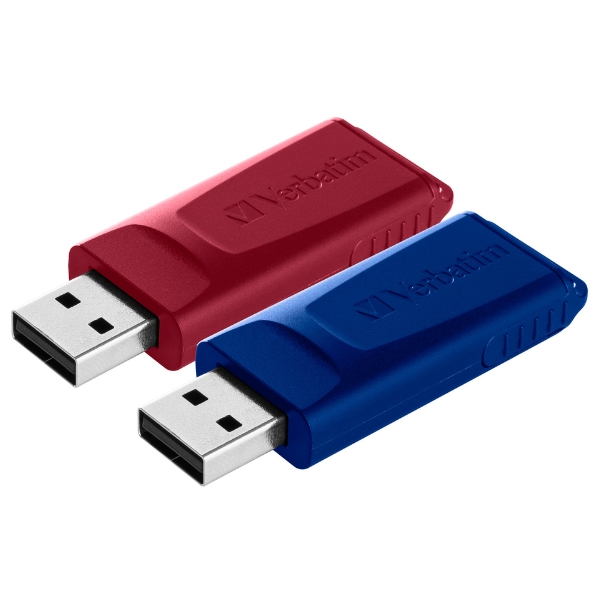 Set 2 memorii USB Verbatim Slider, 32GB, USB 2.0, Albastru/Rosu 1 Lerato.ro