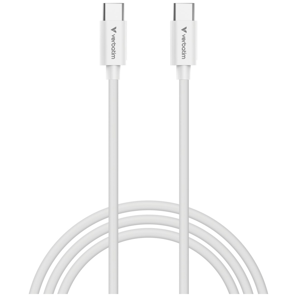 Cablu pentru incarcare si transfer de date Verbatim Sync & Charge, USB-C la USB-C, 100W, 480 Mbps, 3m, Alb 1 Lerato.ro