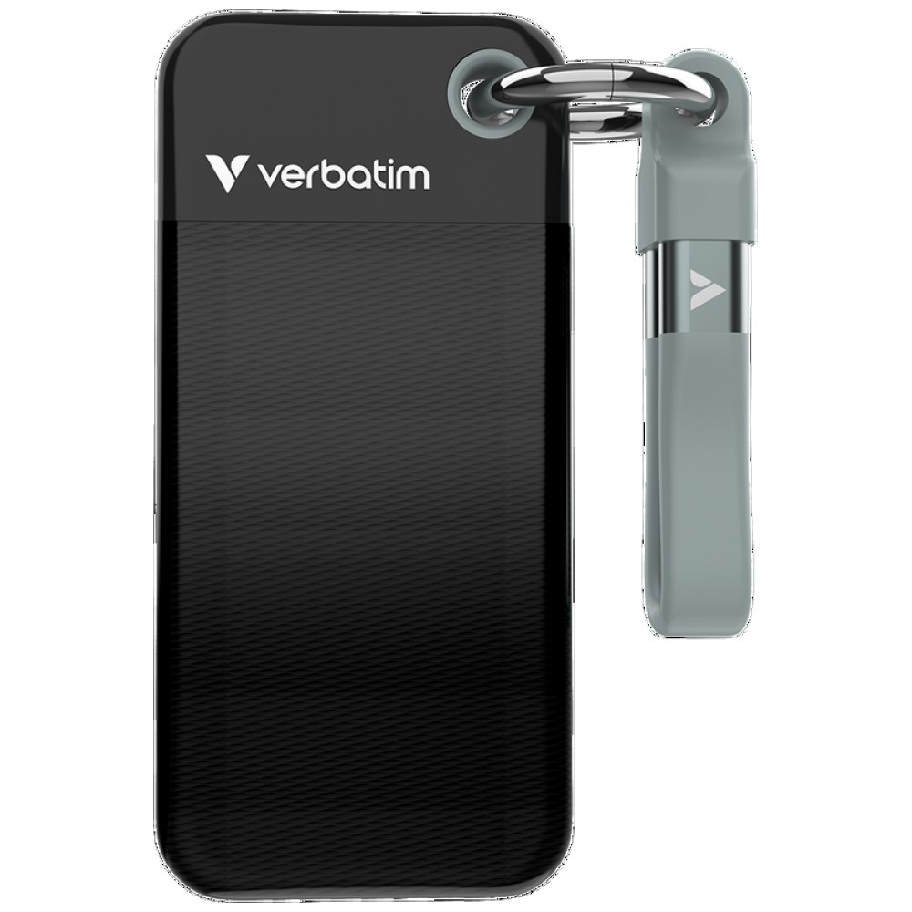 SSD portabil Verbatim Pocket, 512GB, 1000MB/s scriere, 1000MB/s citire, USB-C 3.2 Gen 2, Negru / Gri 1 Lerato.ro