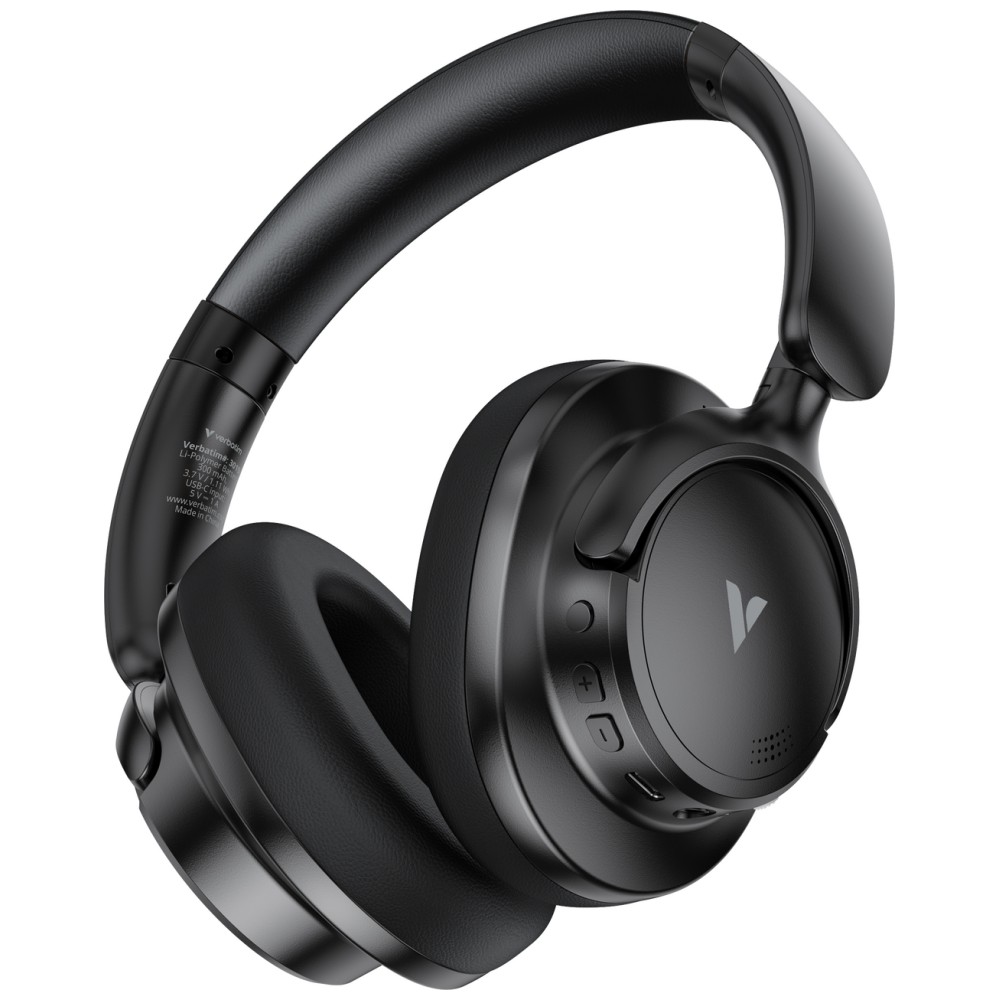 Casti wireless Verbatim TruSound Pro, over the ear, Bluetooth 5.4, ANC, Autonomie totala 28h, USB-C, Negru 1 Lerato.ro