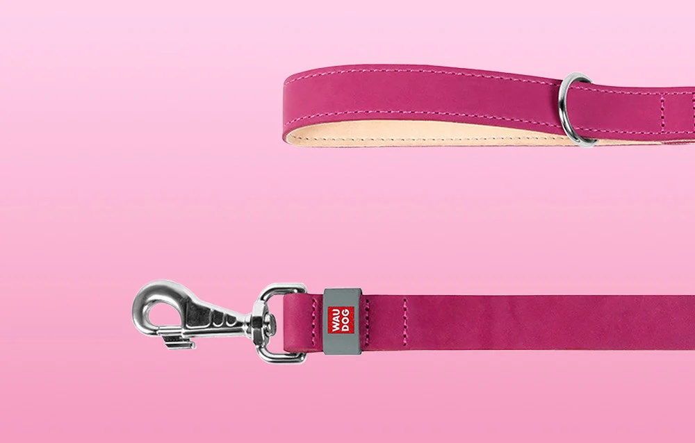 Lesa WAUDOG Natural Leather pentru caini, Lungime 122 cm, Latime 20 mm, Roz 1 Lerato.ro