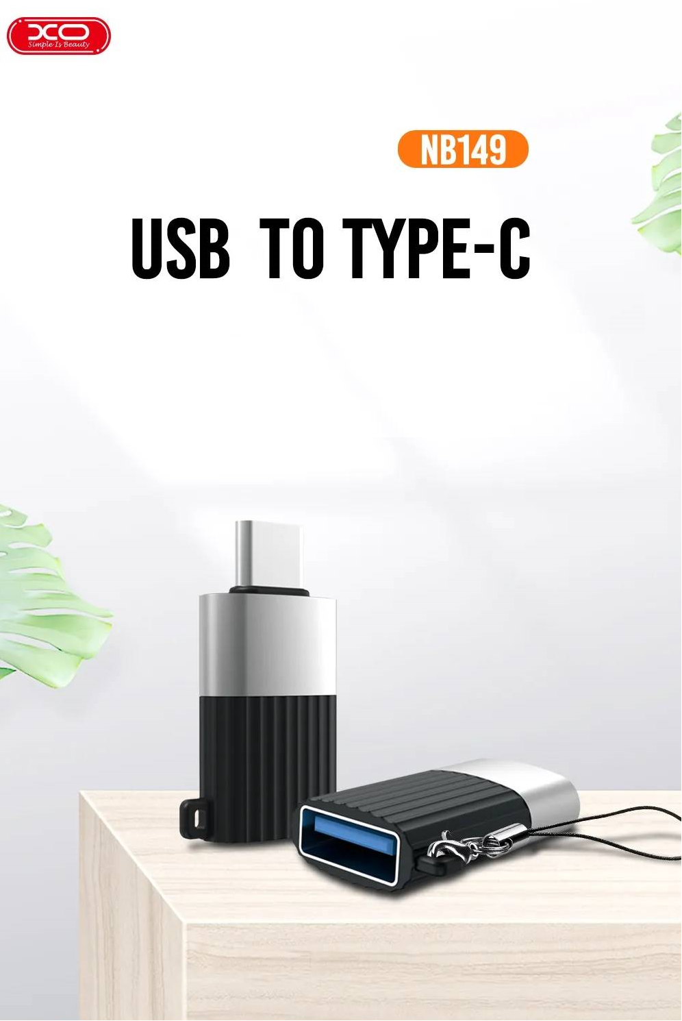 Adaptor XO NB149-F, mama USB la tata USB Type-C, 2.4A, Negru 1 Lerato.ro