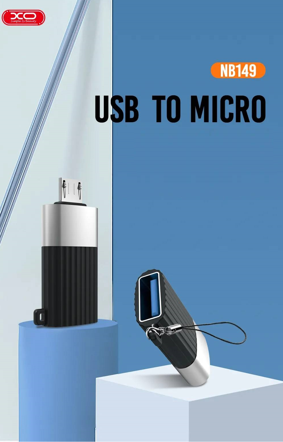 Adaptor XO NB149-G, mama USB la tata Micro USB, 2.4A, Negru 1 Lerato.ro