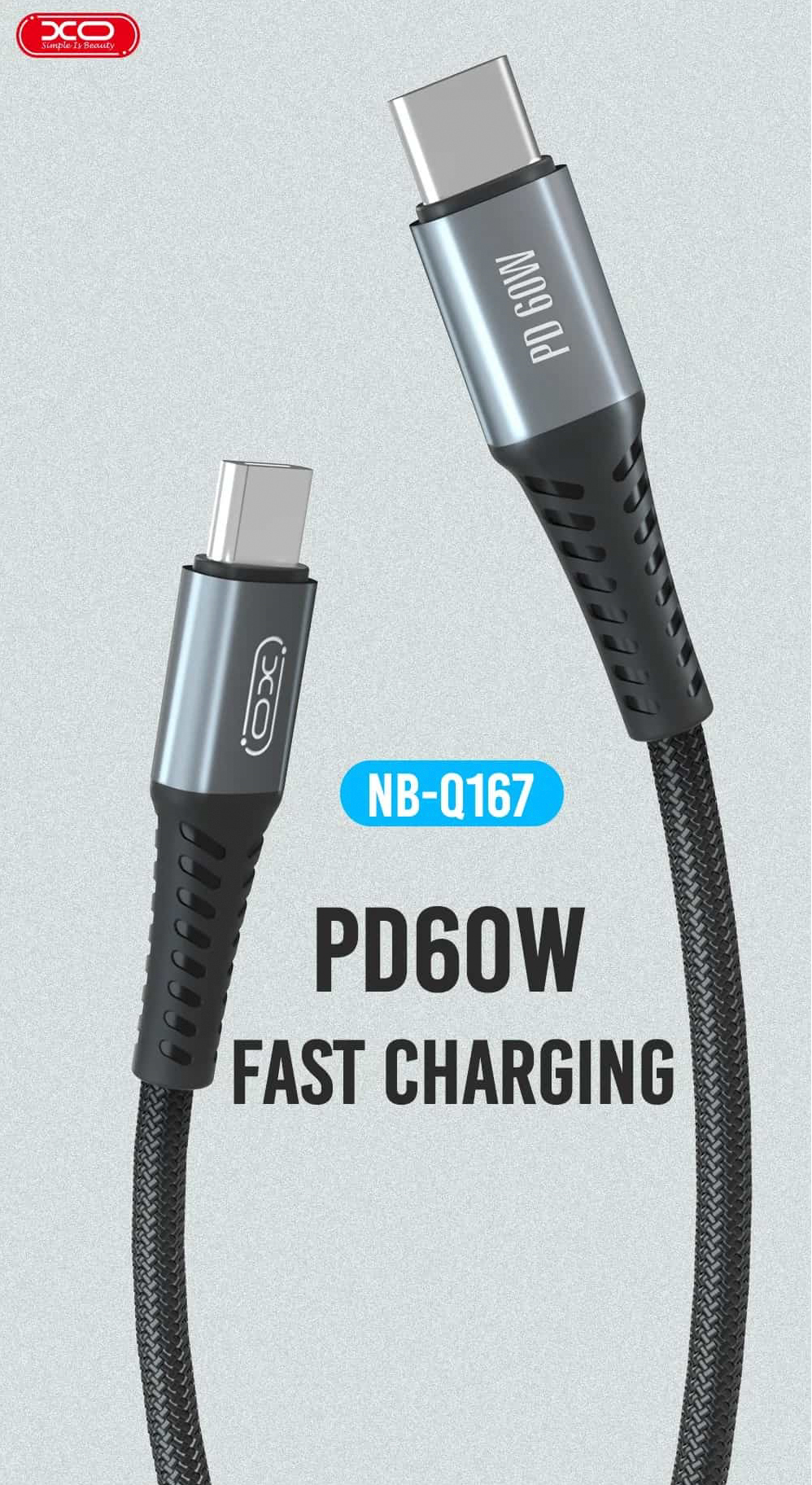 Cablu pentru incarcare si transfer de date XO NB-Q167, 2X USB TYPE-C, 3A, 60W, 1M, NEGRU 1 Lerato.ro