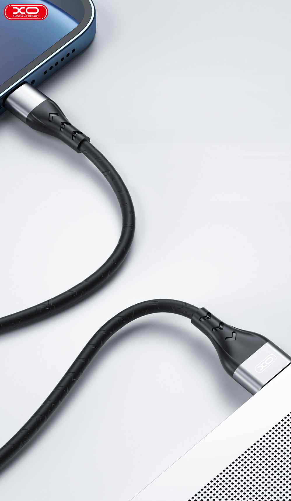 Cablu pentru incarcare si transfer de date XO NB188 DOUBLE-SIDED USB, USB/Lightning, 2.4A, 1 m, Gri 1 Lerato.ro
