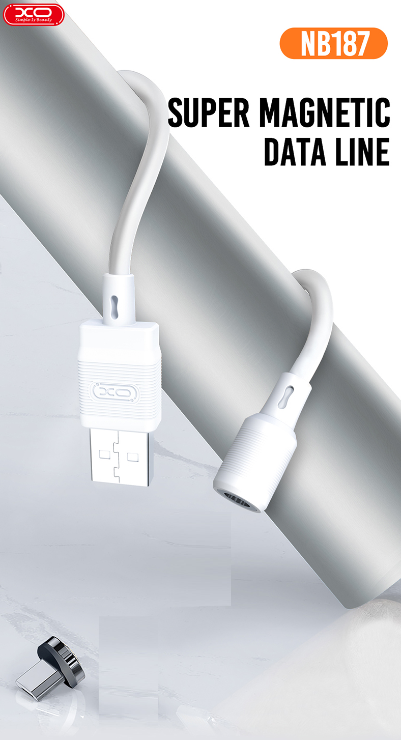 Cablu pentru incarcare si transfer de date XO NB187 Magnetic, USB/Micro-USB, 2.1A, 1 m, Alb 1 Lerato.ro
