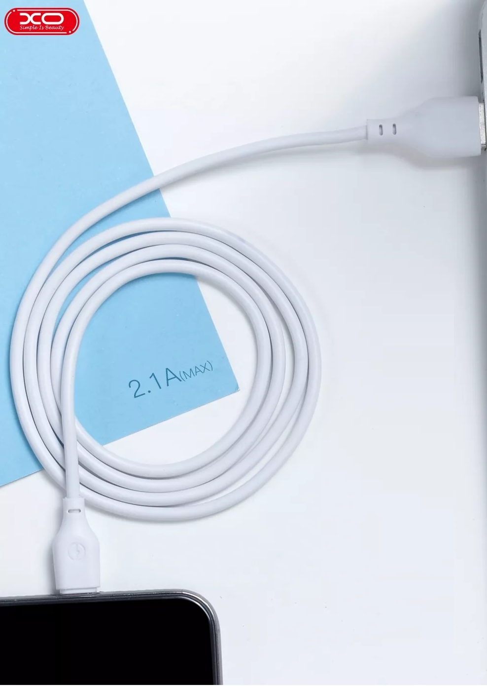 Cablu pentru incarcare si transfer de date XO NB103, USB/USB Type-C, 2.1A, 2 m, Alb 1 Lerato.ro