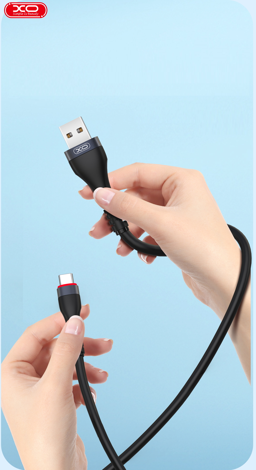 Cablu pentru incarcare si transfer de date XO NB213, USB/USB-C, 2.4A, 1 m, Negru 1 Lerato.ro