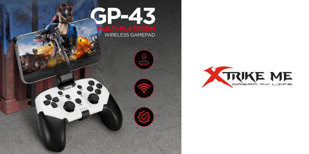 Controller XTRIKE ME GP-43, Bluetooth 4.0, Suport telefon, 400mAh, USB-C, Alb/Negru 1 Lerato.ro