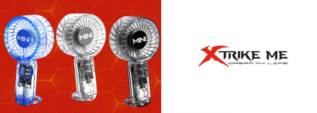 Ventilator portabil XTRIKE ME SD-100, 5W, 500 mAh, Autonomie 1h, 3 viteze, USB-C, Albastru 1 Lerato.ro