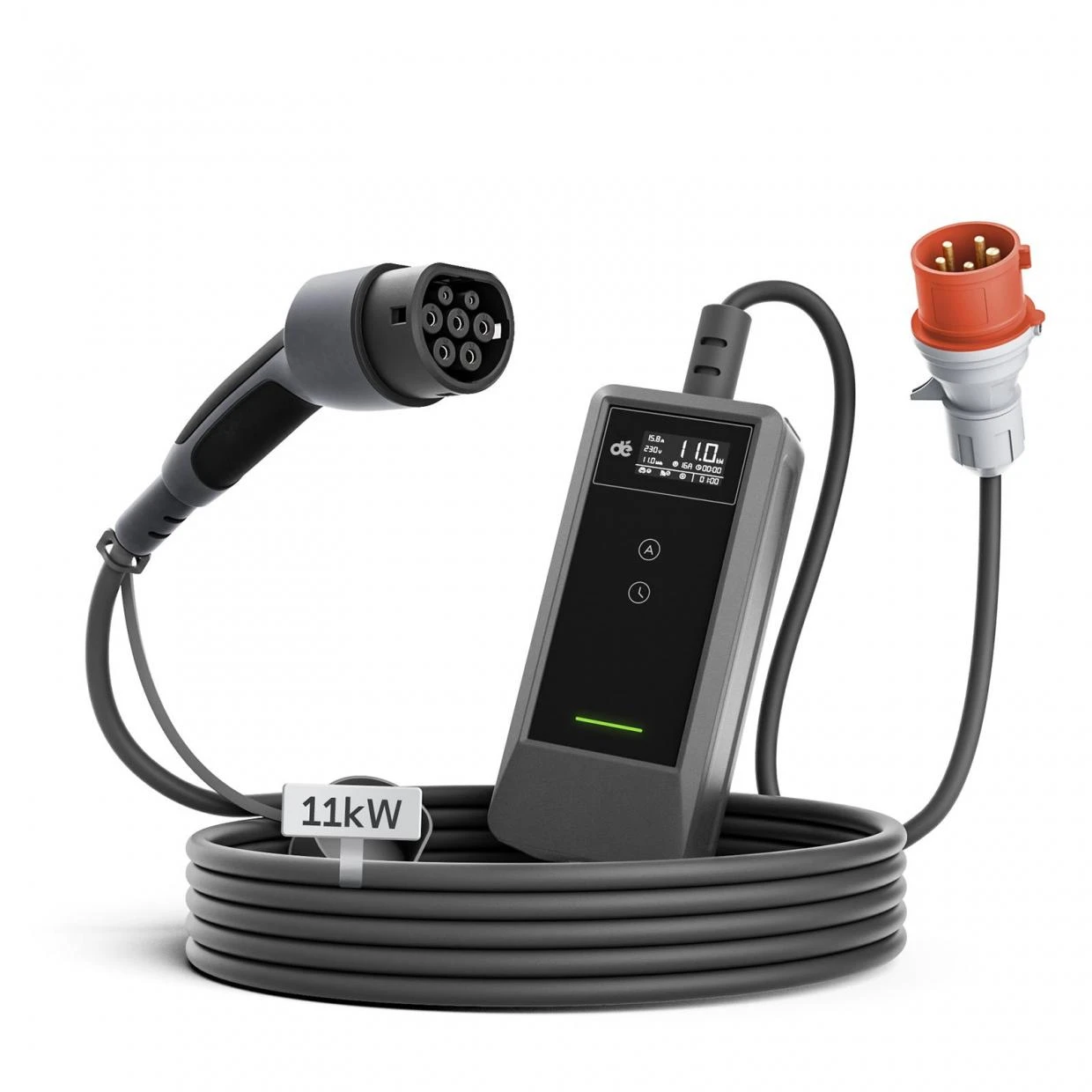 Incarcator portabil pentru masini electrice dé Charger, 11kW, 16A, IP66, Lungime cablu 10m, Afisaj LCD, WiFi, Negru / Gri 1 Lerato.ro