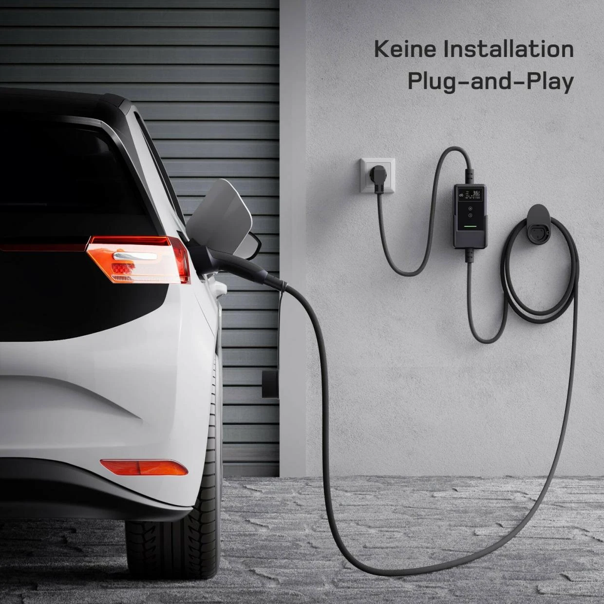 Incarcator portabil pentru masini electrice dé Charger cu priza Schuko, 3kW, 16A, IP66, Lungime cablu 10m, Afisaj LCD, Negru / Gri 1 Lerato.ro