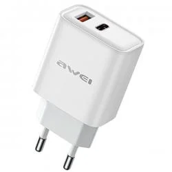 Incarcator retea AWEI PD81-EU, 22.5W, 3A, 1x USB-C, 1x USB-A, Alb