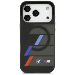 Carcasa BMW M IML Metal Buttons Tricolor Lines cu MagSafe compatibila cu iPhone 17 Pro, Negru