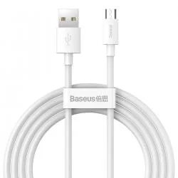 Set 2 cabluri pentru incarcare si transfer de date Baseus Simple Wisdom, USB/Micro-USB, 480 MB/s, 2.1A, 1.5m, Alb