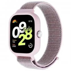 Curea Beline din nailon compatibila cu Xiaomi Redmi Watch 4, Roz