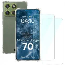 Kit protectie 3 in 1 BizonMobile Clear Pack, Carcasa Bizon Salpa si 2 folii sticla Bizon Glass Clear 2, compatibil cu Motorola Edge 70, Transparent