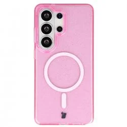 Carcasa Bizon SparklO cu MagSafe compatibila cu Samsung Galaxy S26 Ultra, Glitter Pink