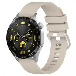 Curea din silicon Bizon Strap Watch Silicone Pro compatibila cu Huawei Watch GT 5 Pro 42mm / GT 5 41mm / GT 4 41mm, Light Grey