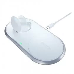 Incarcator wireless 2in1 cu stand Choetech T317 Qi 10W compatibil cu smartphone-uri si Apple Watch, Alb