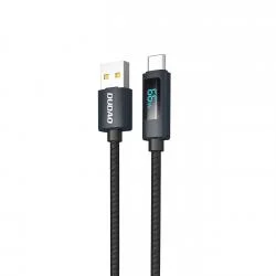 Cablu pentru incarcare si transfer de date Dudao L7T, USB/USB-C, LED, 66W, 1m, Negru