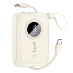 Baterie externa 10000 mAh Dudao K14, 22.5W, 1xUSB, 1xUSB-C, 1xCablu USB-C, Quick Charge 3.0, Bej