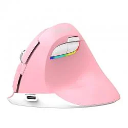 Mouse wireless Delux M618 Mini, Vertical, Bluetooth 4.0, 2.4G, 4000 DPI, 500 mAh, Roz