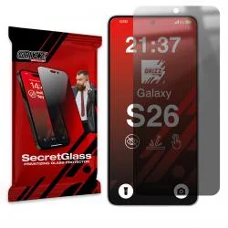 Folie sticla hibrid GrizzGlass SecretGlass Privacy compatibila cu Samsung Galaxy S26, Negru