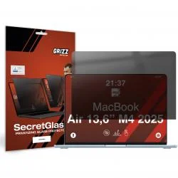 Folie protectie GrizzGlass SecretGlass Privacy compatibila cu MacBook Air 13 inch (M2/M3/M4/M5), Negru