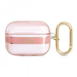 Carcasa Guess GUAPHHTSP Strap compatibila cu Apple AirPods Pro Roz