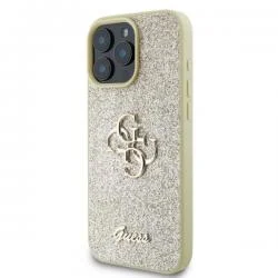 Husa Guess compatibila cu iPhone 16 Pro Max, Fixed Glitter Big 4G, Auriu